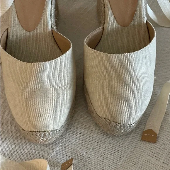 Elegant Cream Espadrille Wedge Sandals EU 38 US 7.5 - Picture 5 of 15